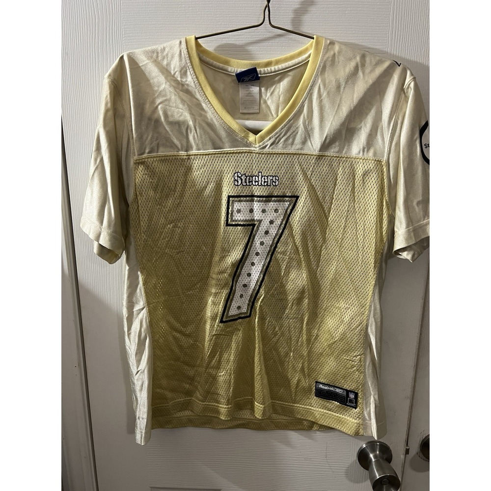 Ben Roethlisberger #7 Pittsburgh Steelers Gold Reebok NFL Jersey Womens XLarge - Picture 1 of 6